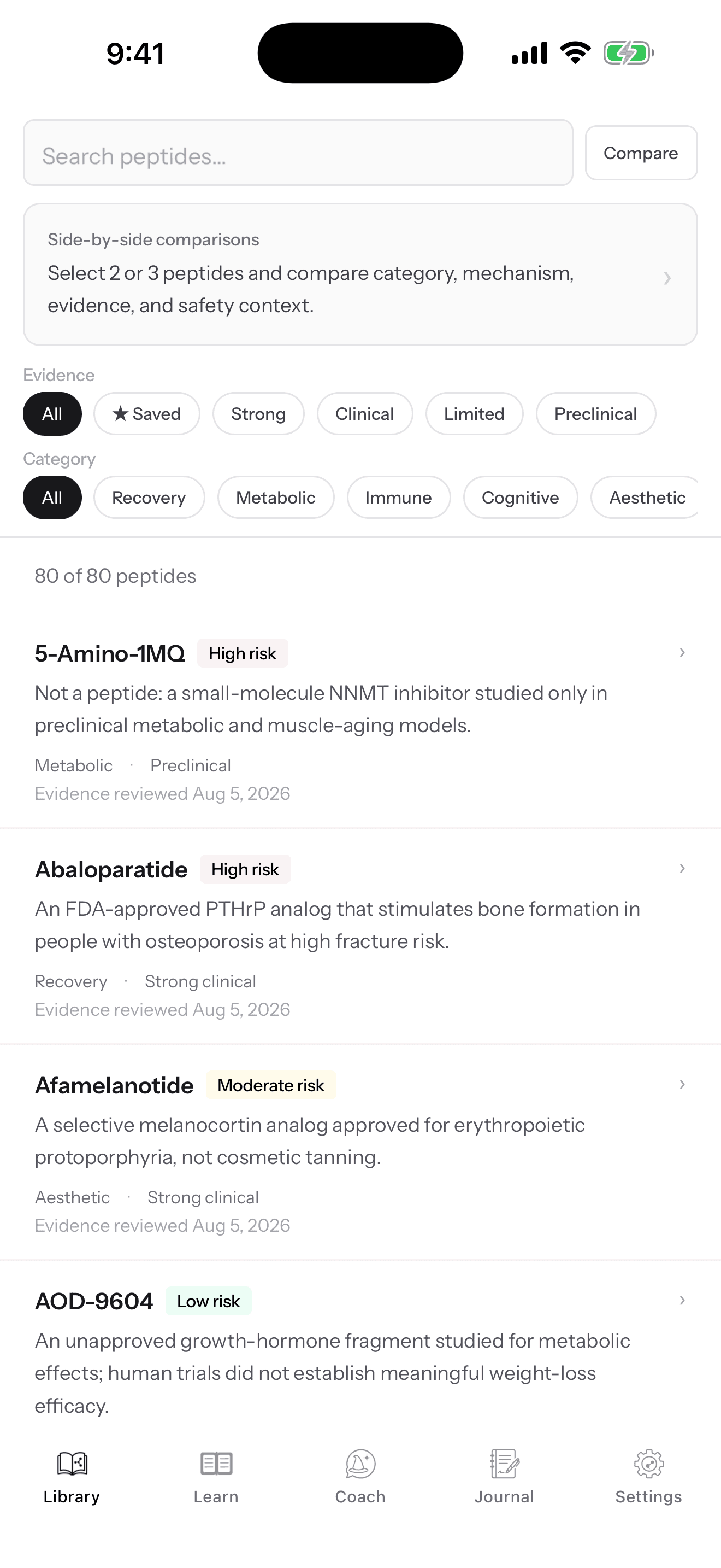 Peptidia app — Discover